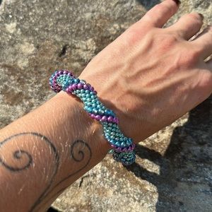 Metallic twist crocheted bracelet